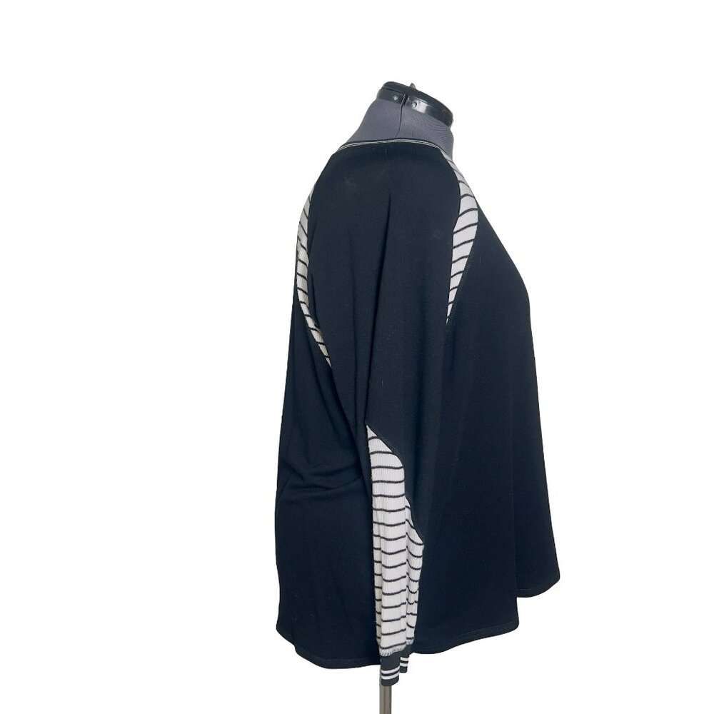 Maurices Black and White Colorblock Long Sleeve Shirt (Size 3X) - Picture 4 of 6